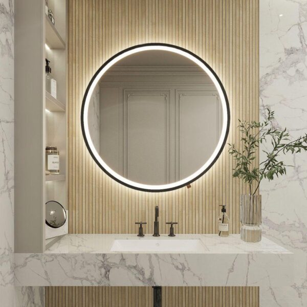 Alternative view of Lustro Ring LED - w metalowej ramie z podświetleniem LED front