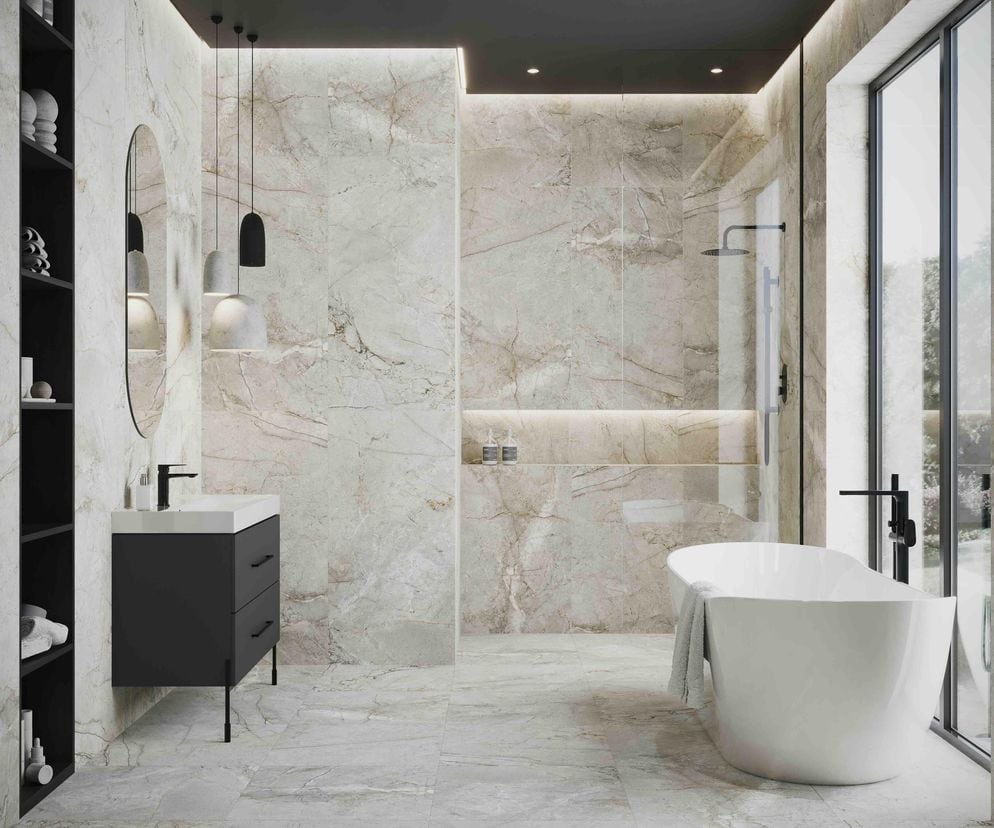 Wizualizacja łazienki z lustrem owalnym 