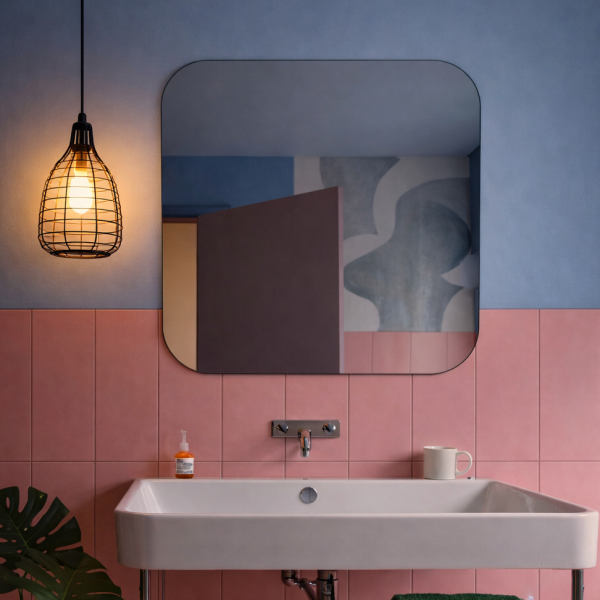 lustro kwadratowe bezramowe Kubi